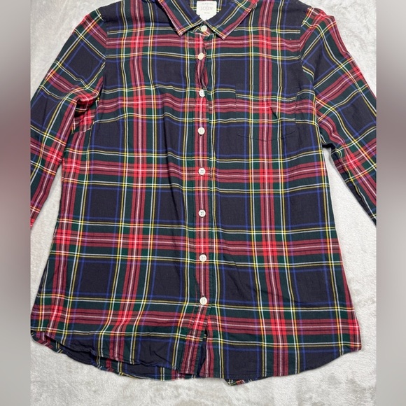 J.Crew Factory The Perfect Shirt Tartan Plaid 100% Cotton Button Front Top M - Picture 7 of 15